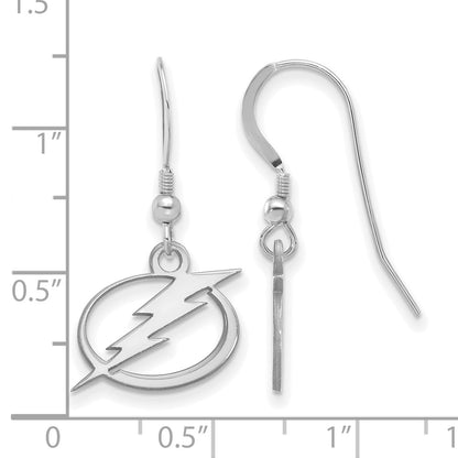 Sterling Silver Rhodium Plated Nhl Logoart Tampa Bay Lightning Small Dangle Wire Earrings