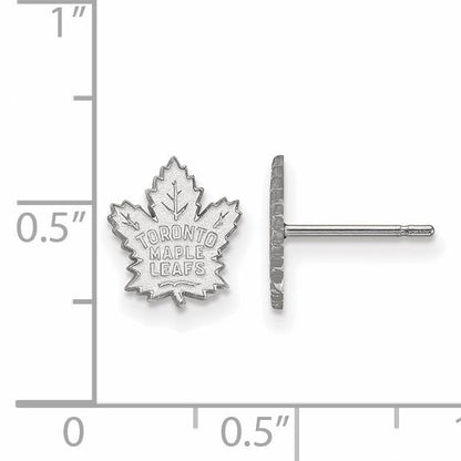 Sterling Silver Rhodium Plated Nhl Logoart Toronto Maple Leafs Extra Small Post Earrings