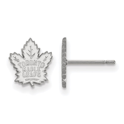 10K White Gold Nhl Logoart Toronto Maple Leafs Extra Small Post Earrings