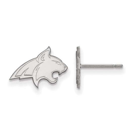 Sterling Silver Rhodium Plated Logoart Montana State University Bobcat Extra Small Post Earrings