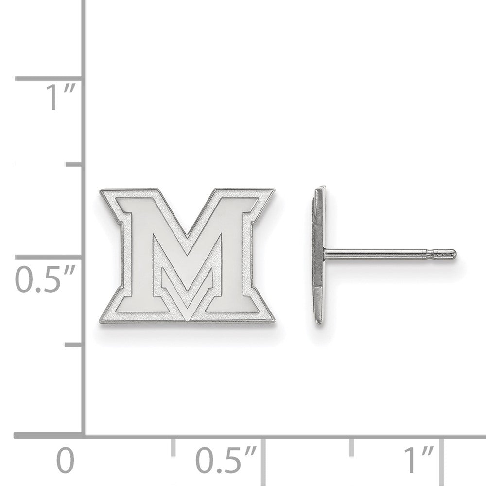 14K White Gold Logoart Miami University Ohio Letter M Extra Small Post Earrings