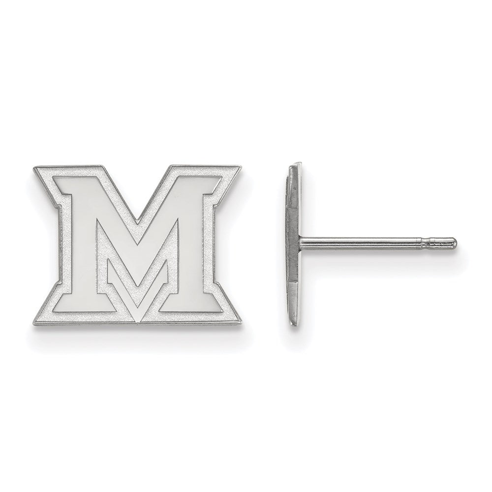14K White Gold Logoart Miami University Ohio Letter M Extra Small Post Earrings