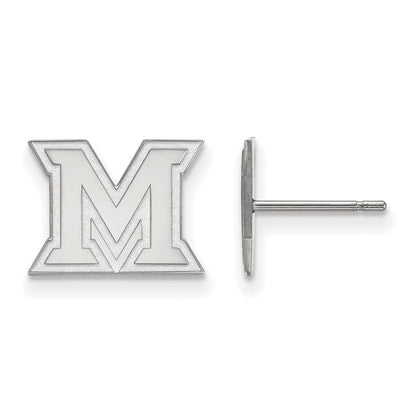 14K White Gold Logoart Miami University Ohio Letter M Extra Small Post Earrings