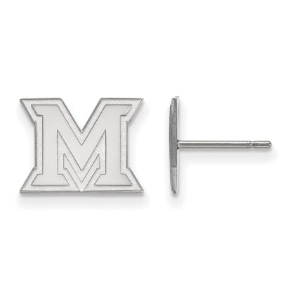 Sterling Silver Rhodium Plated Logoart Miami University Ohio Letter M Extra Small Post Earrings