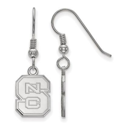 Sterling Silver Rhodium Plated Logoart North Carolina State University N C S Small Dangle Wire Earrings