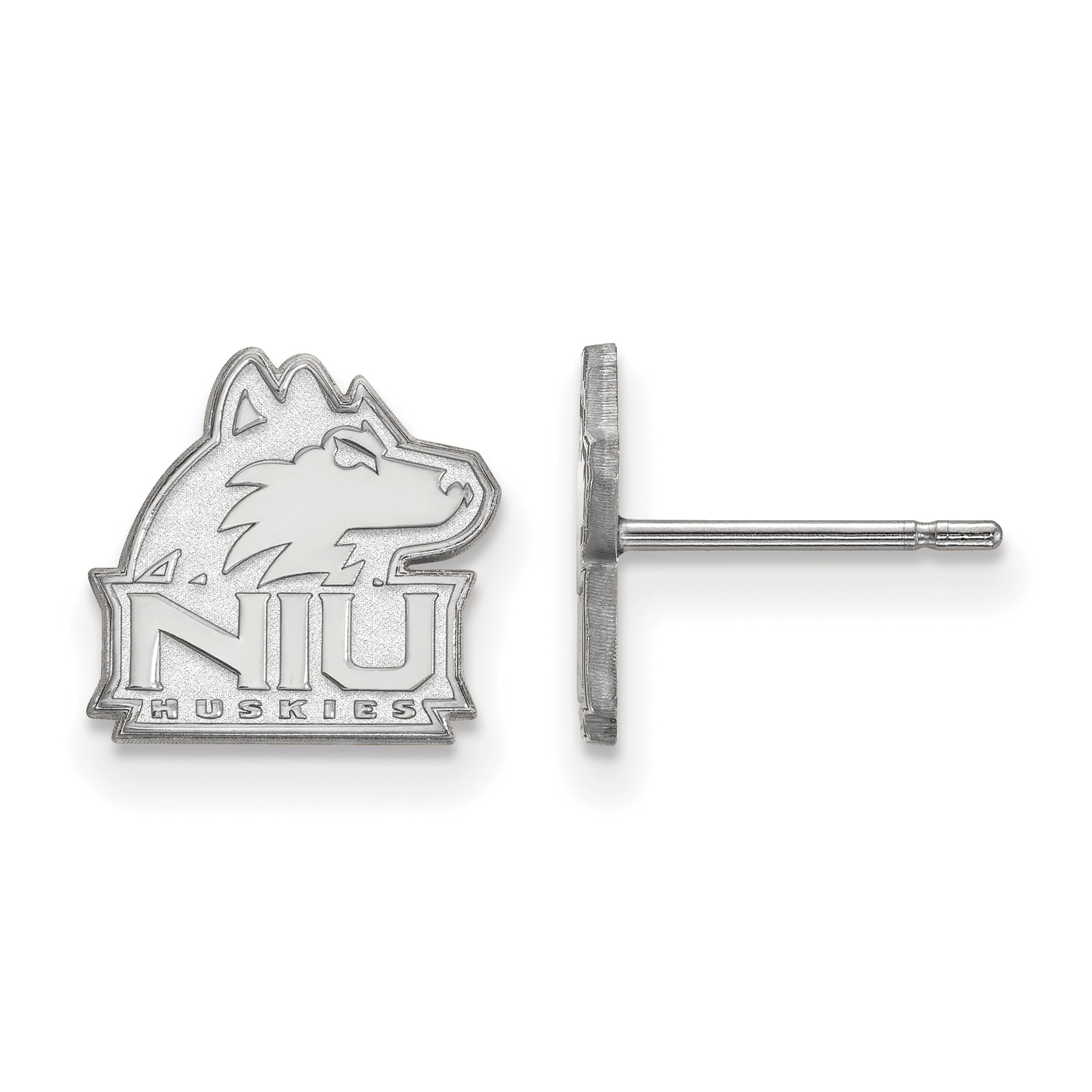 Sterling Silver Rhodium Plated Logoart Northern Illinois University N I U Huskies Extra Small Post Earrings