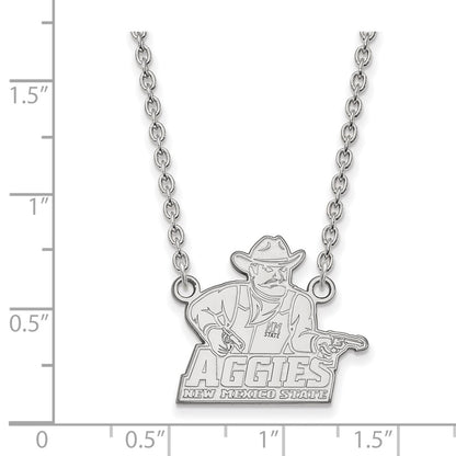 14K White Gold Logoart New Mexico State University Aggies Large Pendant 18 Inch Necklace