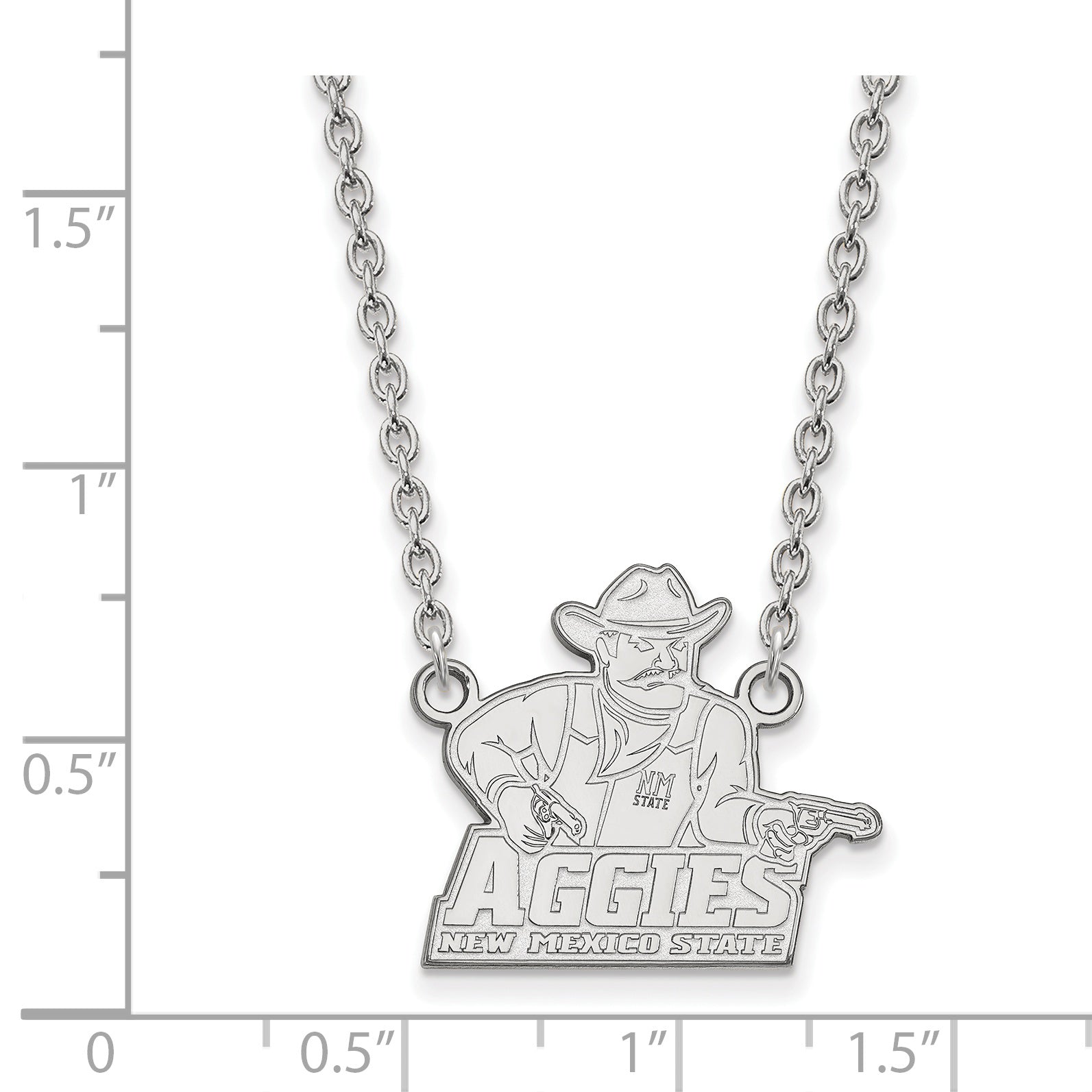 Sterling Silver Rhodium Plated Logoart New Mexico State University Aggies Large Pendant 18 Inch Necklace
