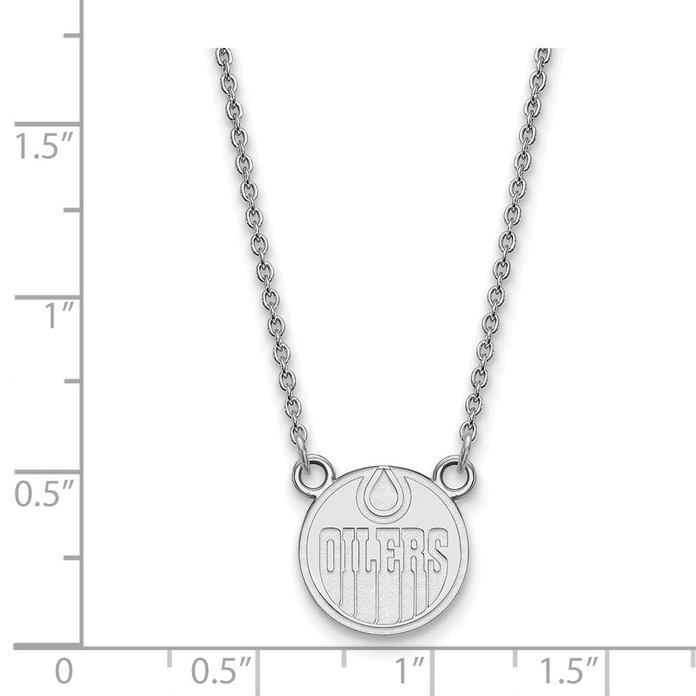 10K White Gold Nhl Logoart Edmonton Oilers Small Pendant 18 Inch Necklace