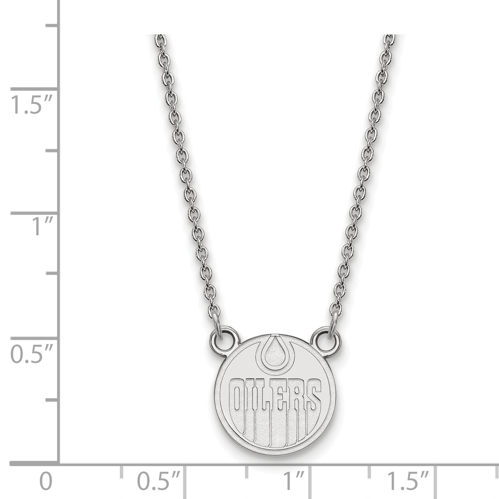Sterling Silver Rhodium Plated Nhl Logoart Edmonton Oilers Small Pendant 18 Inch Necklace