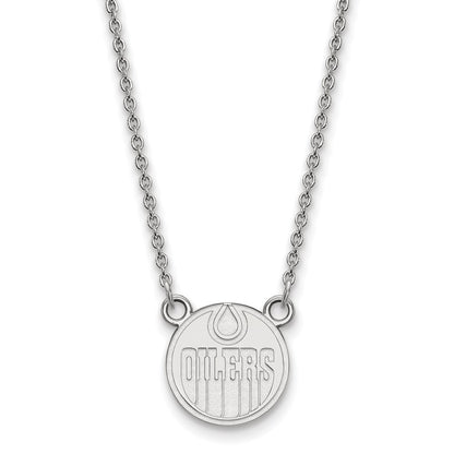 14K White Gold Nhl Logoart Edmonton Oilers Small Pendant 18 Inch Necklace