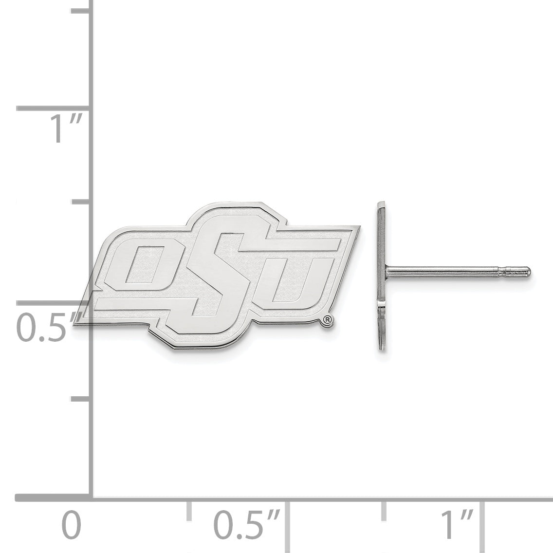 Sterling Silver Rhodium Plated Logoart Oklahoma State University O S U Extra Small Post Earrings