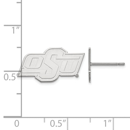 Sterling Silver Rhodium Plated Logoart Oklahoma State University O S U Extra Small Post Earrings