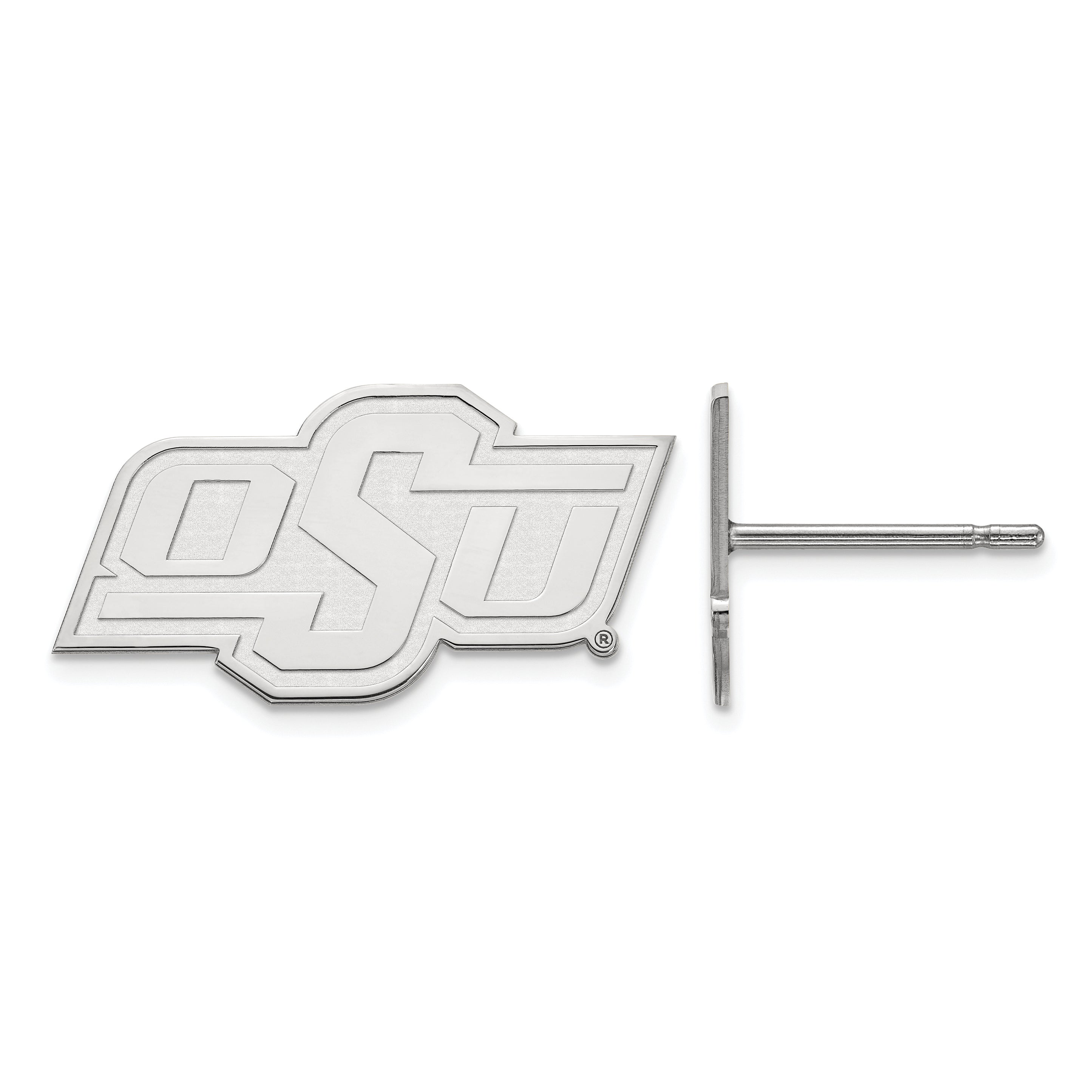 Sterling Silver Rhodium Plated Logoart Oklahoma State University O S U Extra Small Post Earrings