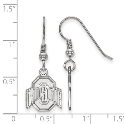 Sterling Silver Rhodium Plated Logoart The Ohio State University Small Dangle Wire Earrings