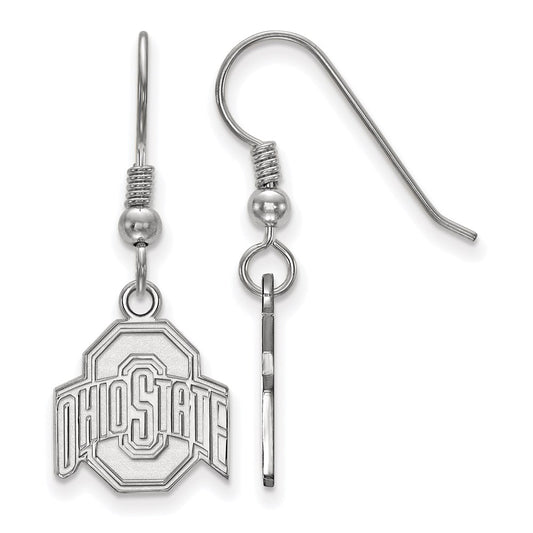 Sterling Silver Rhodium Plated Logoart The Ohio State University Small Dangle Wire Earrings