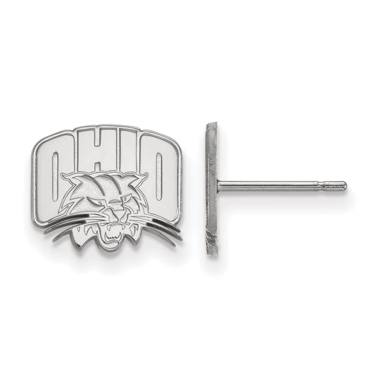 Sterling Silver Rhodium Plated Logoart Ohio University Extra Small Post Earrings