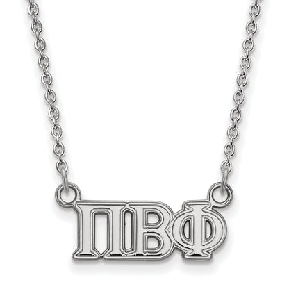 Sterling Silver Rhodium Plated Logoart Pi Beta Phi Sorority Greek Letters Medium Pendant 18 Inch Necklace