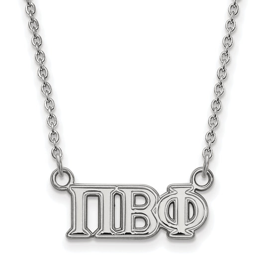 Sterling Silver Rhodium Plated Logoart Pi Beta Phi Sorority Greek Letters Medium Pendant 18 Inch Necklace