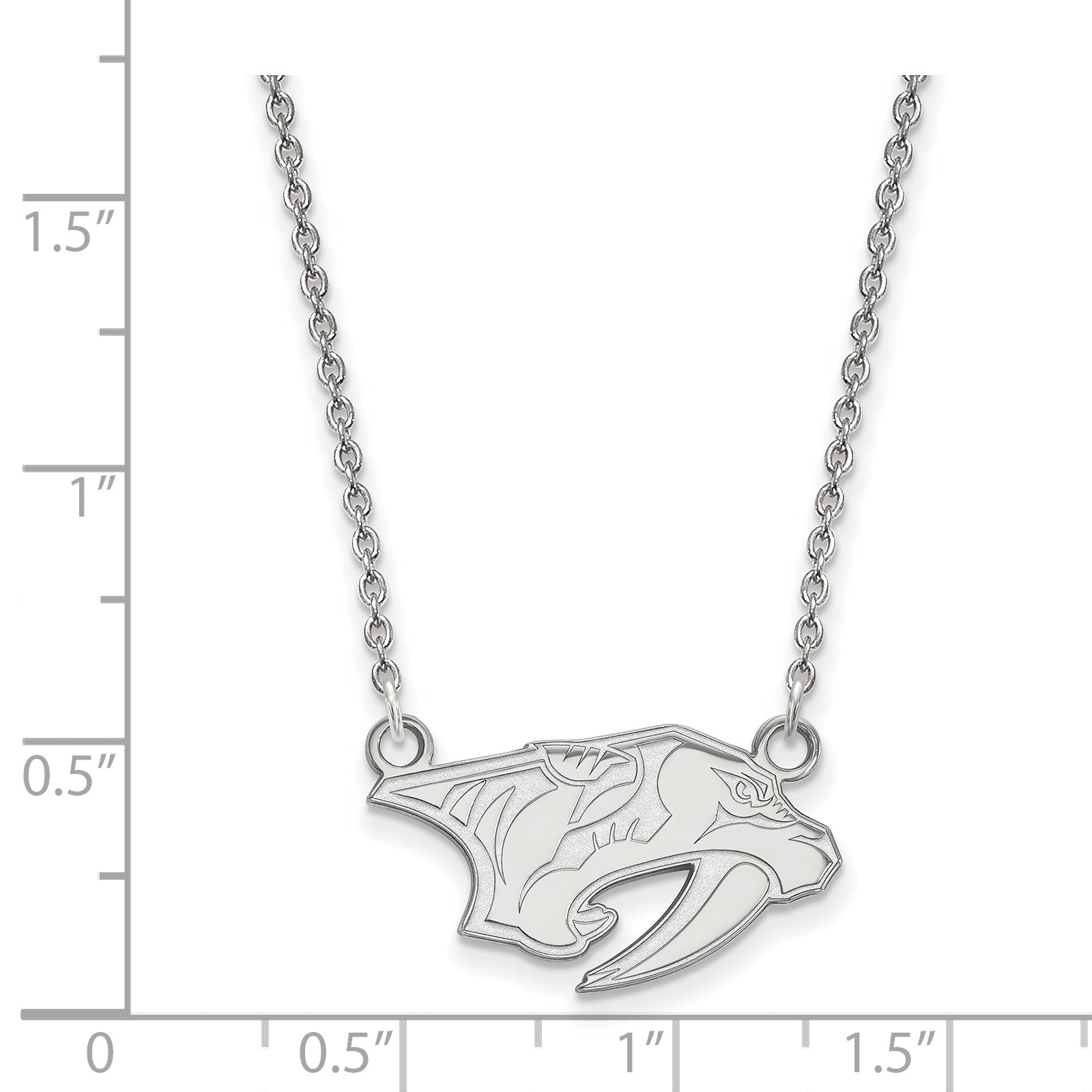 Sterling Silver Rhodium Plated Nhl Logoart Nashville Predators Small Pendant 18 Inch Necklace