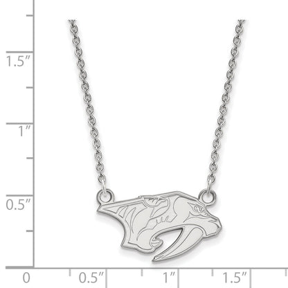 Sterling Silver Rhodium Plated Nhl Logoart Nashville Predators Small Pendant 18 Inch Necklace