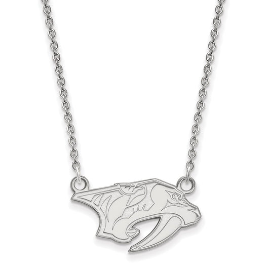 14K White Gold Nhl Logoart Nashville Predators Small Pendant 18 Inch Necklace