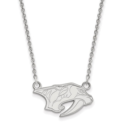 Sterling Silver Rhodium Plated Nhl Logoart Nashville Predators Small Pendant 18 Inch Necklace