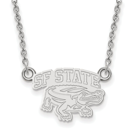 Sterling Silver Rhodium Plated Logoart San Francisco State University Small Pendant 18 Inch Necklace