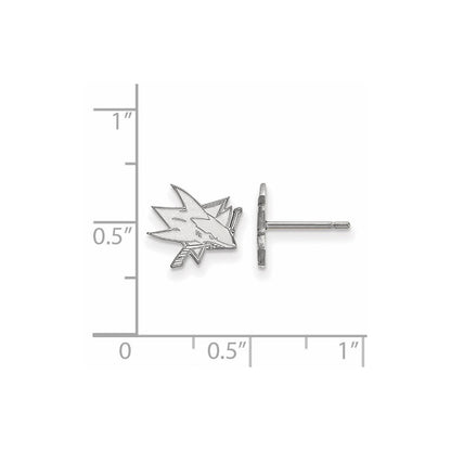 Sterling Silver Rhodium Plated Nhl Logoart San Jose Sharks Extra Small Post Earrings