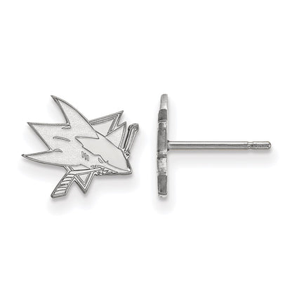14K White Gold Nhl Logoart San Jose Sharks Extra Small Post Earrings