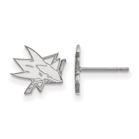 14K White Gold Nhl Logoart San Jose Sharks Extra Small Post Earrings