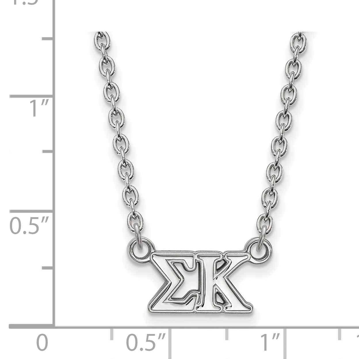 Sterling Silver Rhodium Plated Logoart Sigma Kappa Sorority Greek Letters Medium Pendant 18 Inch Necklace