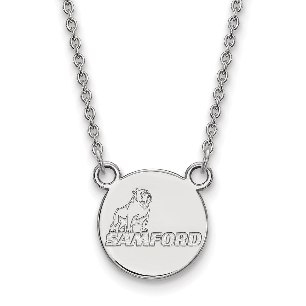 14K White Gold Logoart Samford University Small Disc Pendant 18 Inch Necklace