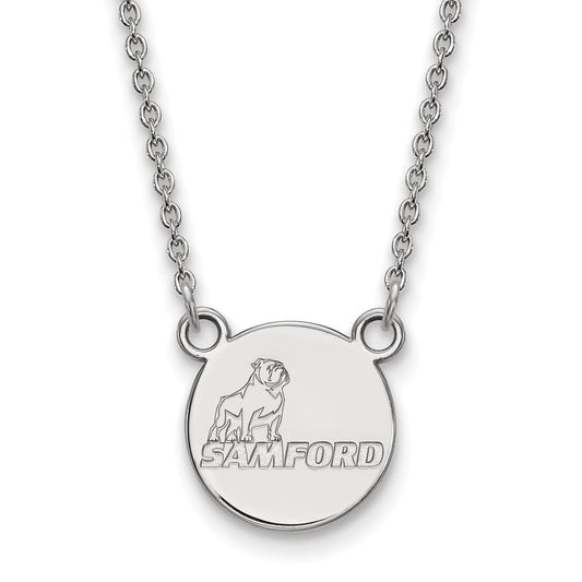 14K White Gold Logoart Samford University Small Disc Pendant 18 Inch Necklace