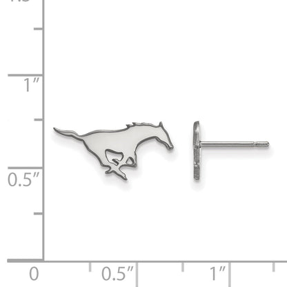 Sterling Silver Rhodium Plated Logoart Southern Methodist University Mustang Extra Small Post Earrings