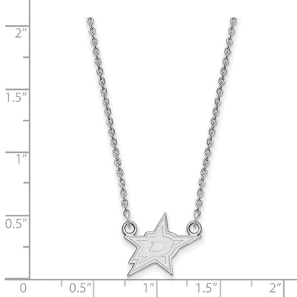 14K White Gold Nhl Logoart Dallas Stars Small Pendant 18 Inch Necklace
