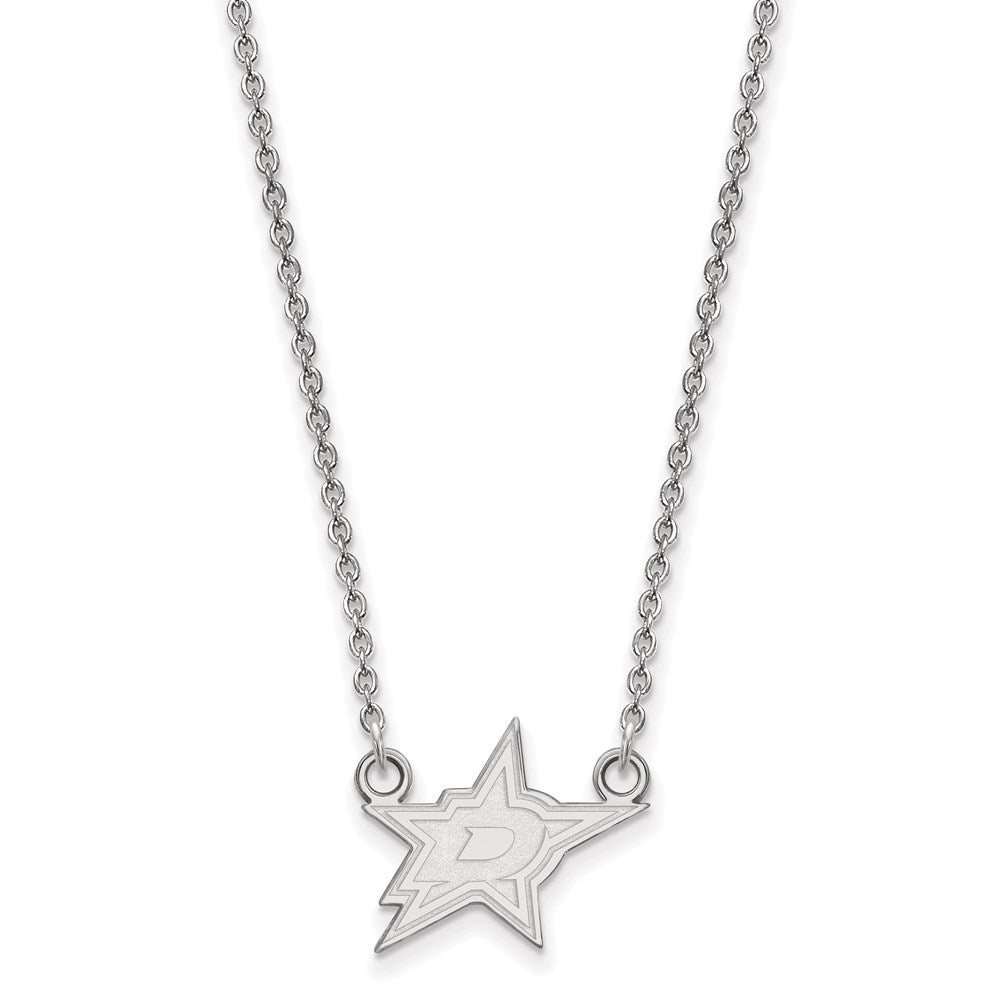 14K White Gold Nhl Logoart Dallas Stars Small Pendant 18 Inch Necklace