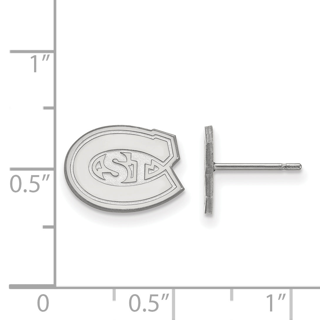 Sterling Silver Rhodium Plated Logoart St. Cloud State University Extra Small Post Earrings