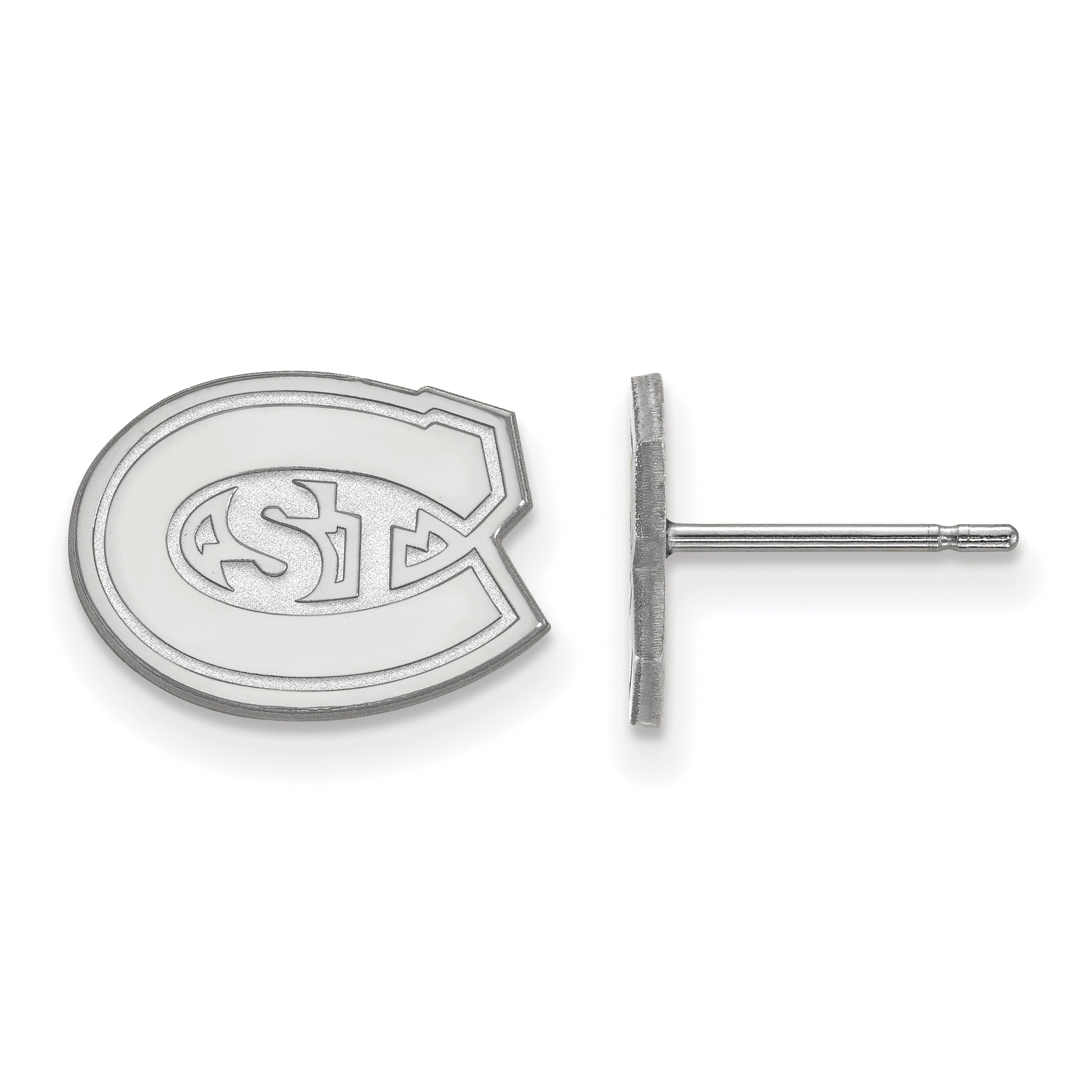 Sterling Silver Rhodium Plated Logoart St. Cloud State University Extra Small Post Earrings