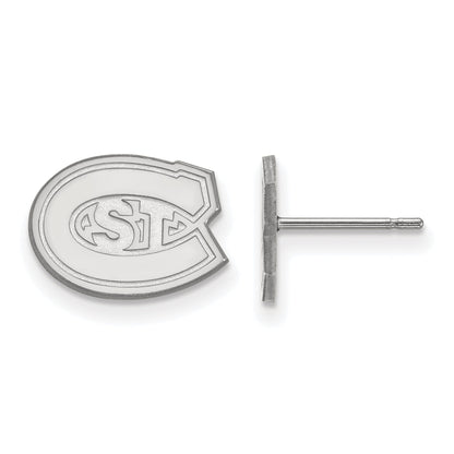 Sterling Silver Rhodium Plated Logoart St. Cloud State University Extra Small Post Earrings