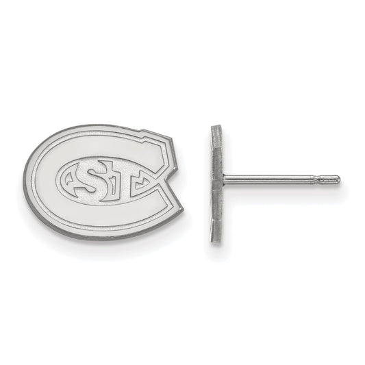Sterling Silver Rhodium Plated Logoart St. Cloud State University Extra Small Post Earrings