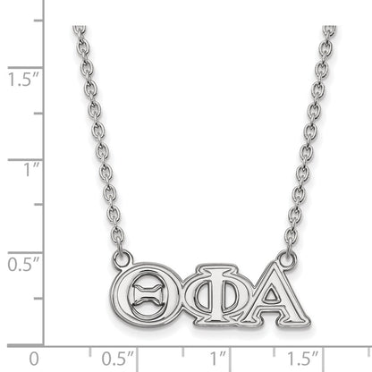 Sterling Silver Rhodium Plated Logoart Theta Phi Alpha Sorority Greek Letters Medium Pendant 18 Inch Necklace