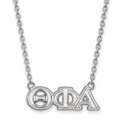 Sterling Silver Rhodium Plated Logoart Theta Phi Alpha Sorority Greek Letters Medium Pendant 18 Inch Necklace