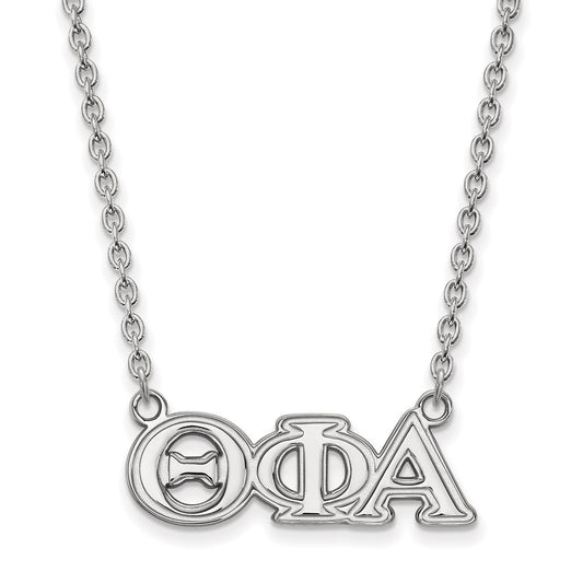 Sterling Silver Rhodium Plated Logoart Theta Phi Alpha Sorority Greek Letters Medium Pendant 18 Inch Necklace