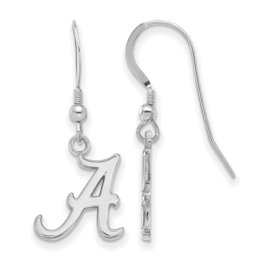 Sterling Silver Rhodium Plated Logoart University Of Alabama Letter A Small Dangle Wire Earrings