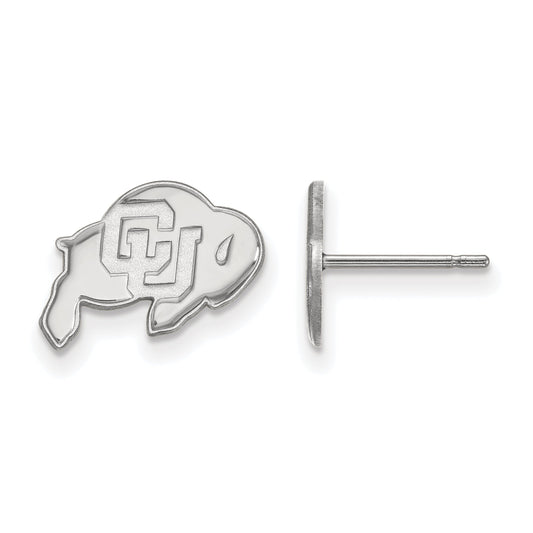Sterling Silver Rhodium Plated Logoart University Of Colorado Buffalo Extra Small Post Earrings