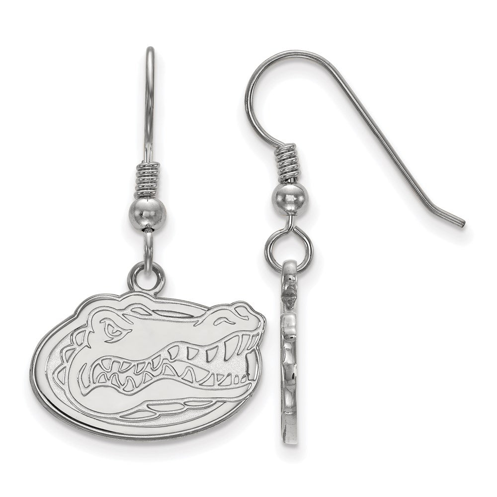 Sterling Silver Rhodium Plated Logoart University Of Florida Gator Small Dangle Wire Earrings