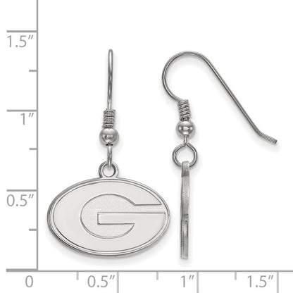 Sterling Silver Rhodium Plated Logoart University Of Georgia Letter G Small Dangle Wire Earrings