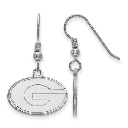 Sterling Silver Rhodium Plated Logoart University Of Georgia Letter G Small Dangle Wire Earrings