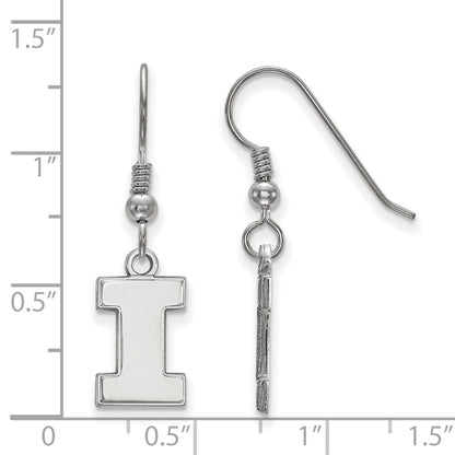 Sterling Silver Rhodium Plated Logoart University Of Illinois Letter I Small Dangle Wire Earrings